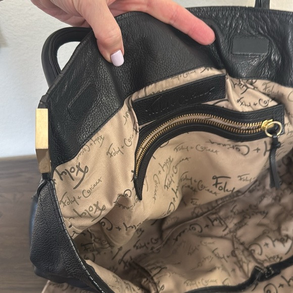 Foley + Corinna Pebbled Leather Black Tote - Picture 6 of 11